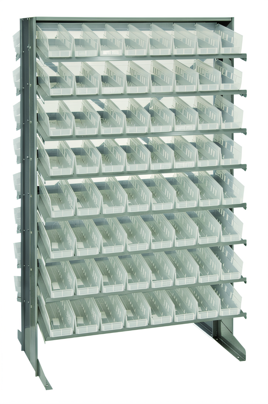 Product image #1 for Quantum Sloped Double-Sided Pick Rack with 16 Shelves and 128 Clear Bins