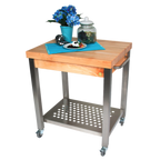 Thumbnail image #1 for John Boos Cucina Technica CUCT04 24 x 24 Inch Mobile Maple Butcher Block Cart, 2-1/4 Inch Edge-Grain Top, Locking Casters