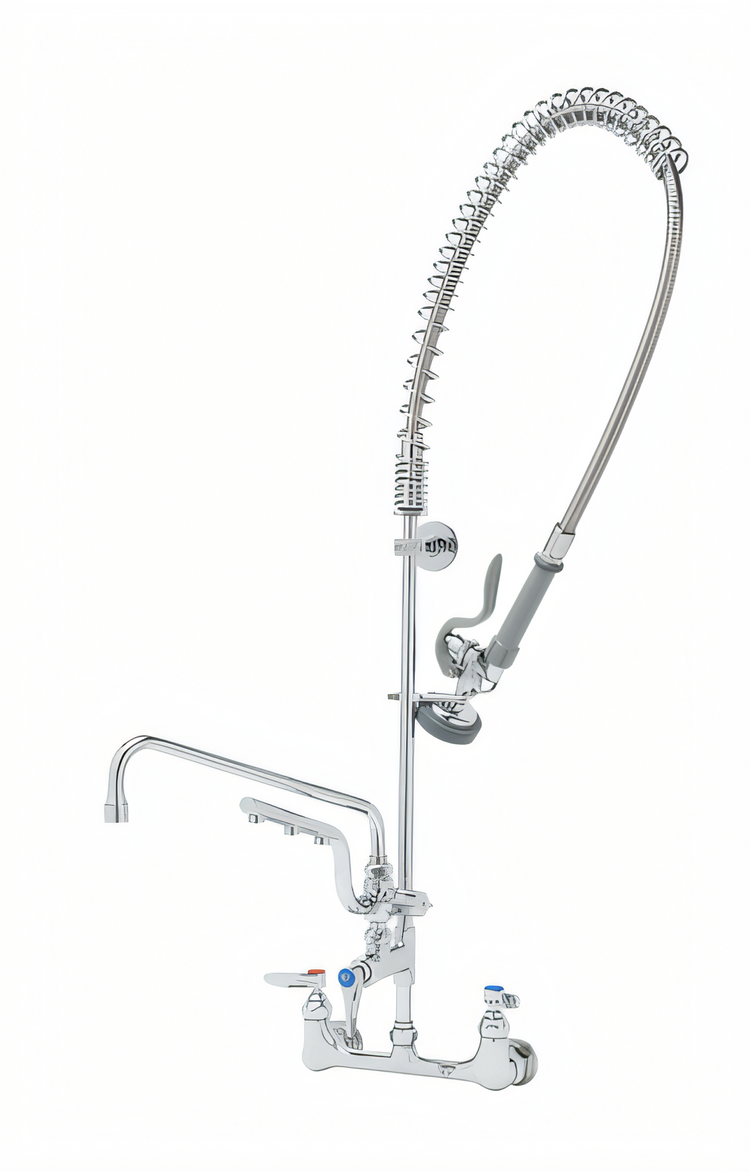 Product image #1 for UltraRinse 8-Inch Wall-Mount Pre-Rinse Mixing Faucet with 12-Inch Swing Nozzle