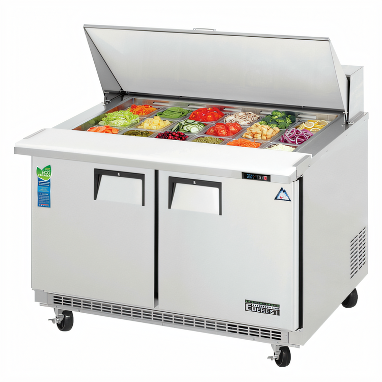 Product image #1 for Everest Refrigeration EPBR2 Back-Mount Mega-Top Two-Section Sandwich Prep Table Refrigerator, 47-1/2 Inches, 13 Cu. Ft.
