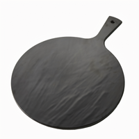 American Metalcraft Black Faux Slate Melamine Round Serving Peel with Handle, 15-Inch
