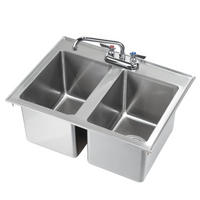 Krowne Two-Compartment Drop-In Stainless Steel Hand Sink with Faucet, 26W x 18D x 10H