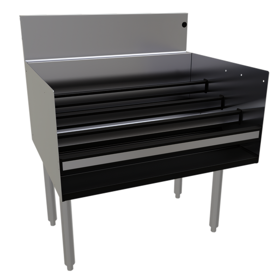 Product image #1 for Glastender Free Standing Stainless Steel Underbar Liquor Steps, 30-Inch W x 24-Inch D, 4-Step