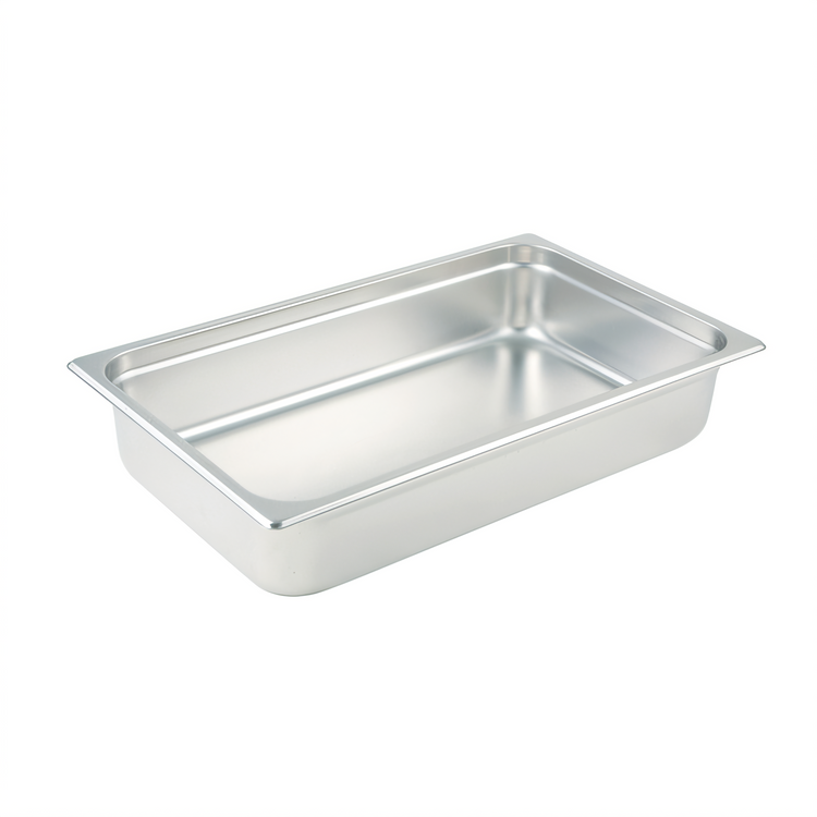 Product image #1 for Winco Full-Size 4-Inch Deep Straight-Sided Steam Table Hotel Pan, 25 Gauge 18/8 Stainless Steel