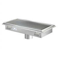 KoolMore Commercial Stainless Steel Floor Trough Drain, 108 Inch x 12 Inch, Subway-Style Grating, 2 Drain Connections