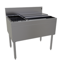 Glastender Underbar Combo Ice Bin/Cocktail Unit, 36 Inch Wide x 24 Inch Deep, Left Bottle Well, 10-Circuit Cold Plate