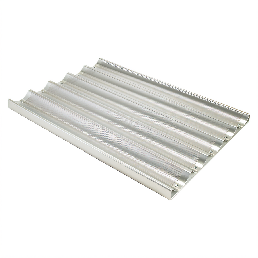 Product image #1 for Winco 5-Slot Perforated Aluminum Baguette Pan, 18 x 26 x 1 Inch