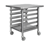 Mobile Stainless Steel Slicer Stand with Pan Rack and Casters