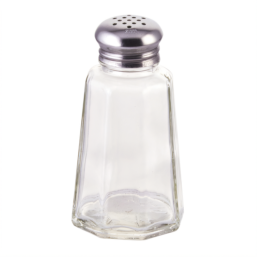Product image #1 for Winco 2 oz. Paneled Glass Salt and Pepper Shaker with 18/0 Stainless Steel Mushroom Top
