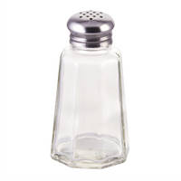 Winco 2 oz. Paneled Glass Salt and Pepper Shaker with 18/0 Stainless Steel Mushroom Top