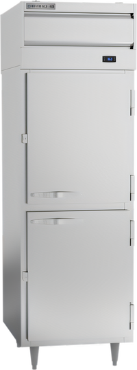 Beverage-Air P-Series Standard-Depth One-Section Pass-Thru Reach-In Refrigerator, Top-Mount Self-Contained, Half Solid Doors, 22.9 Cu. Ft.