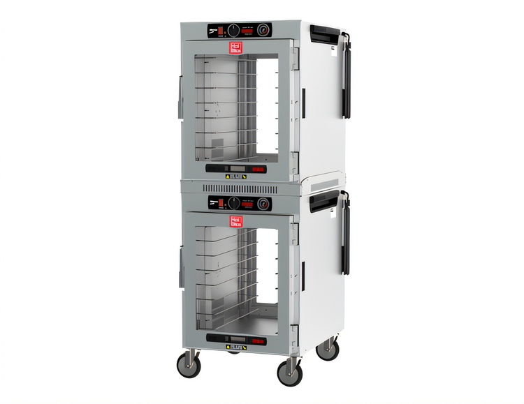 Product image #1 for Metro HotBlox™ Wide 16-Pan Mobile Pass-Thru Dual-Cavity Insulated Holding Cabinet with Clear Front and Rear Doors, Analog Control