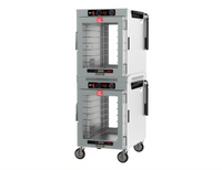 Metro HotBlox™ Wide 16-Pan Mobile Pass-Thru Dual-Cavity Insulated Holding Cabinet with Clear Front and Rear Doors, Analog Control