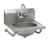 Eagle Group Wall-Mount Hand Sink with Gooseneck Faucet and Basket Drain, 13-1/2 x 9-3/4 x 6-3/4 Inch Bowl