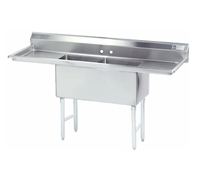 Advance Tabco 2-Compartment Fabricated Sink with Left and Right Drainboards, 24 x 24 x 14 Inch Bowls, 96 Inch Overall Length