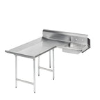 Thumbnail image #1 for Advance Tabco DTS-D70-48L L-Shaped Left-Hand Corner Soiled Dish Table with Landing and Pre-Rinse Sink, 47 Inch, 16/304 Stainless Steel