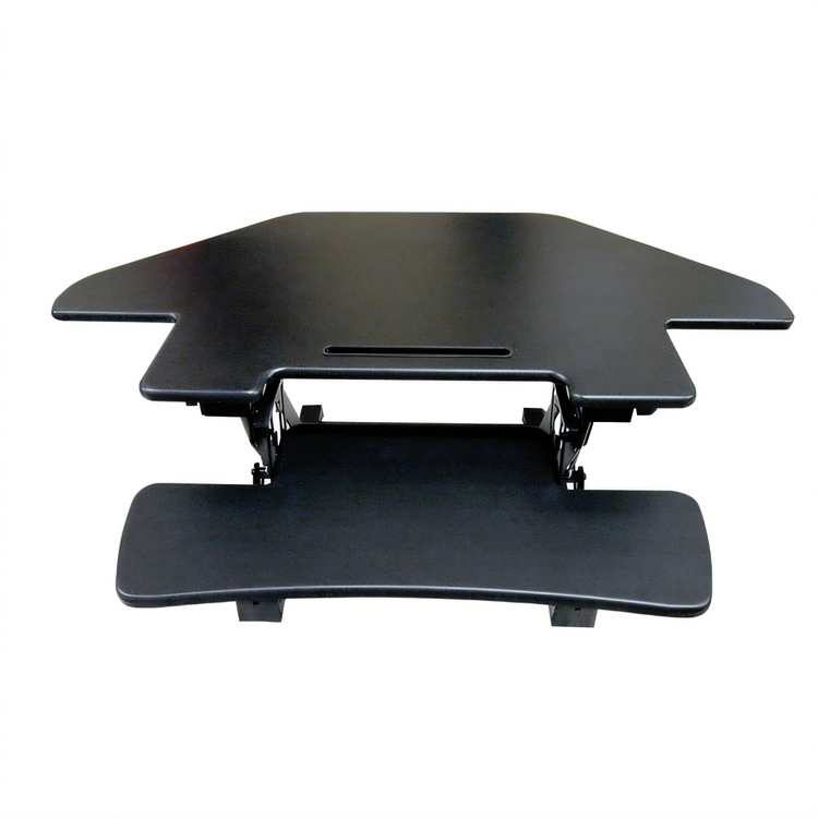 Product image #1 for Omcan 44561 Height-Adjustable Sit-Stand Corner Desktop Platform, 43.3 Inches x 23.6 Inches, 5.7–19.7 Inches Adjustable Height, Black