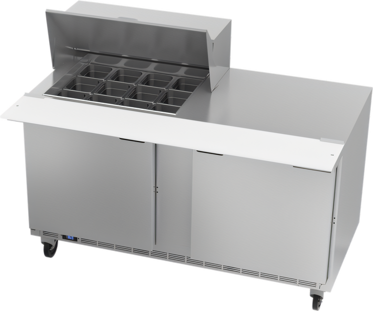 Product image #1 for Beverage-Air SPE60HC-12M 60-Inch Two-Section Mega Top Refrigerated Prep Table, 12-Pan Rail, 2 Doors