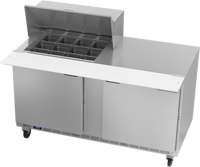 Beverage-Air SPE60HC-12M 60-Inch Two-Section Mega Top Refrigerated Prep Table, 12-Pan Rail, 2 Doors