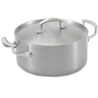 Thumbnail image #1 for Vollrath Miramar® 49411 5-Quart Induction-Ready Round Stainless Steel/Aluminum Casserole Dish with Low Dome Cover