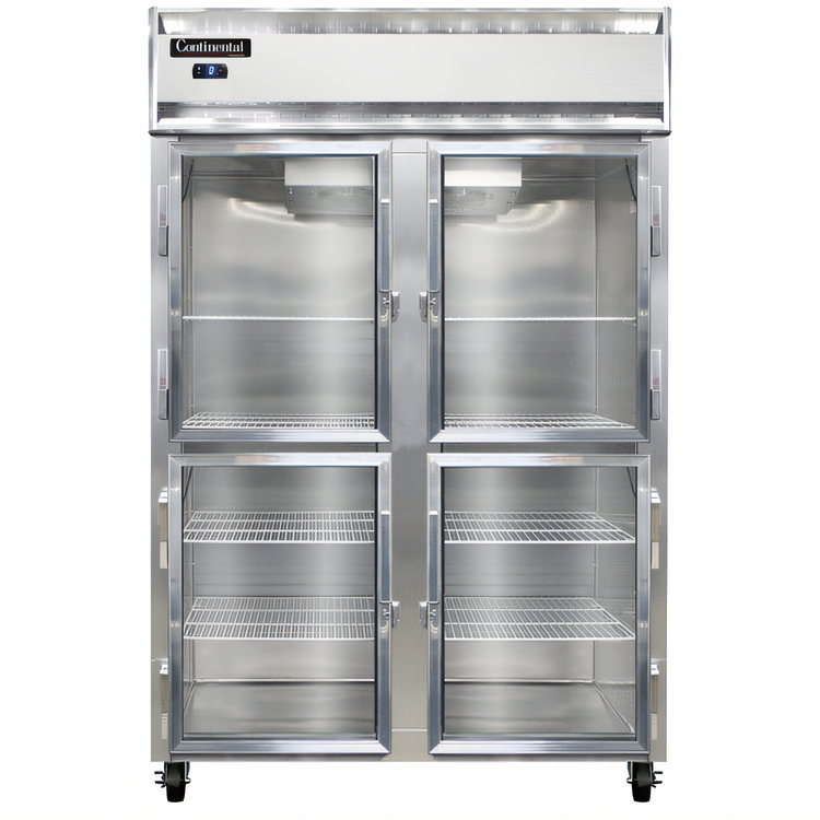 Product image #1 for Continental Refrigerator 2FSNSAGDHD Two-Section Shallow Depth Reach-in Display Freezer with Glass Half Doors