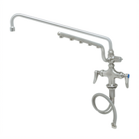 UltraRinse Stainless Steel Single-Hole Deck Mount Mixing Faucet with 18-Inch Swing Nozzle and Spray Arm