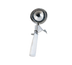 Thumbnail image #2 for Omcan 5-1/3 oz Stainless Steel Ice Cream Scoop with White Plastic Thumb Press Handle