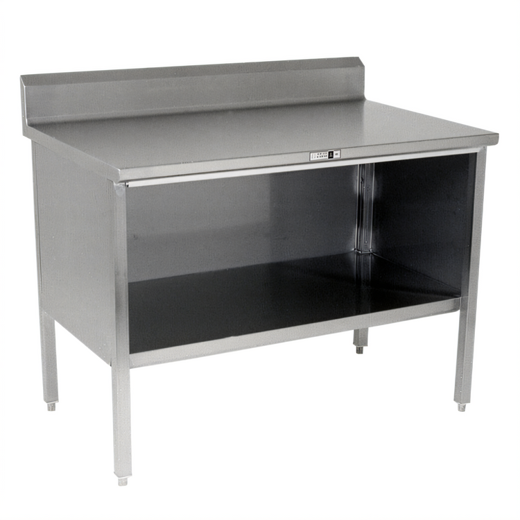 Product image #1 for John Boos Open Front Enclosed Base Stainless Steel Work Table, 48 x 24 Inches, 14 Gauge Top, 5 Inch Backsplash