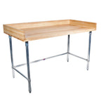 Thumbnail image #1 for BK Resources MBTGOB-7230 72 x 30 in. Hard Maple Bakers Table, 1-3/4 in. Top, 4 in. Coved Risers, Galvanized Open Base