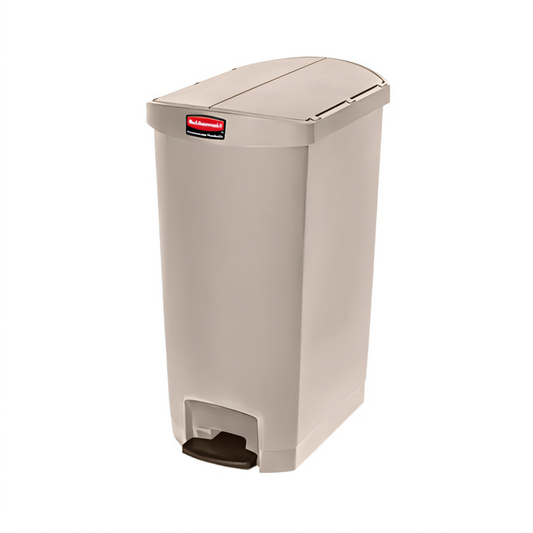 Product image #1 for Rubbermaid Commercial Slim Jim 18 Gallon Resin End Step-On Utility Trash Container, Beige