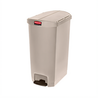 Rubbermaid Commercial Slim Jim 18 Gallon Resin End Step-On Utility Trash Container, Beige