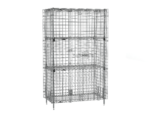 Product image #1 for Metro Super Erecta Stationary Wire Security Cage with 2 EZ-Add Shelves, Chrome Plated, 38-1/2W x 21-1/2D x 66-13/16H