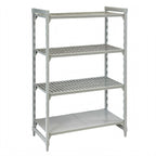 Thumbnail image #2 for Cambro Camshelving® Premium CPU242484VS4PKG 24" x 24" x 84" 4-Tier Stationary Polymer Shelving Unit, 3 Vented + 1 Solid