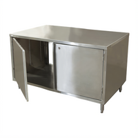 Dual-Access Stainless Steel Chef Table Cabinet Base with Hinged Locking Doors, 60 x 36 x 34-3/4 Inches