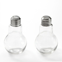 Lightbulb Glass Salt & Pepper Shaker Set, 4 oz., Clear with Stainless Steel Tops