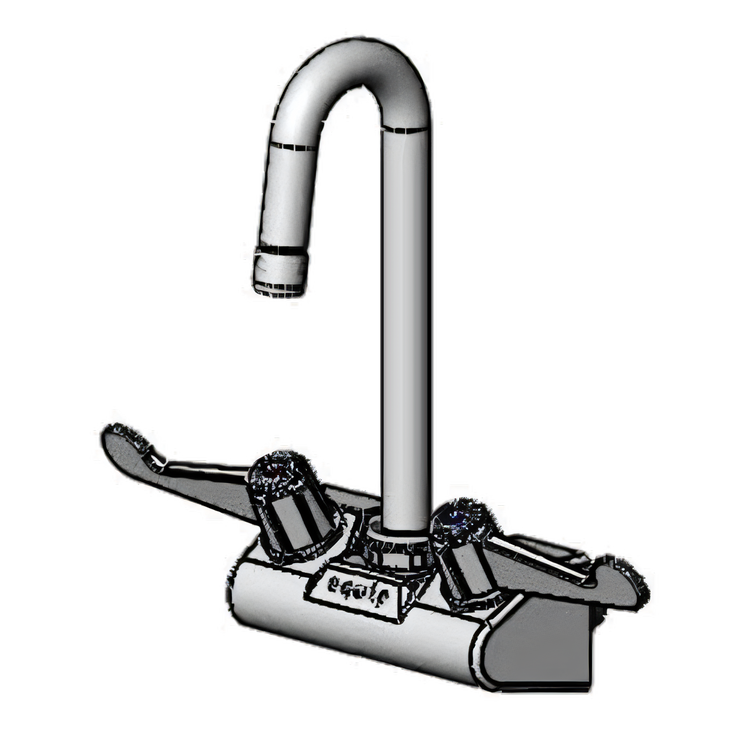 Product image #1 for equip 4-Inch Wall Mount Low-Lead Mixing Faucet with 3-Inch Swivel Gooseneck and Wrist Handles