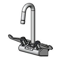 equip 4-Inch Wall Mount Low-Lead Mixing Faucet with 3-Inch Swivel Gooseneck and Wrist Handles