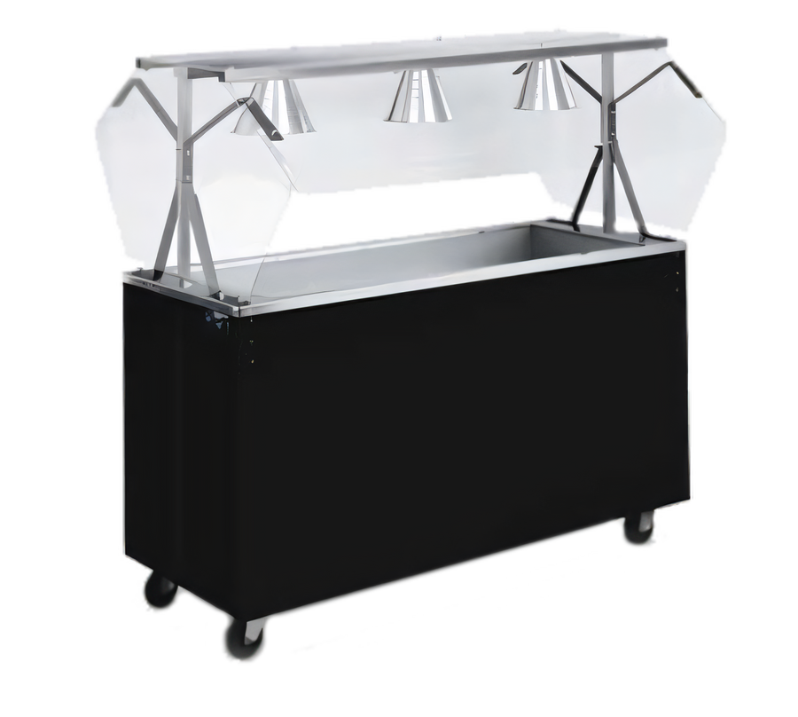 Product image #1 for Vollrath 2-Series Affordable Portable™ 4-Pan Non-Refrigerated Cold Food Station with Buffet Breath Guard, Cherry Woodgrain Solid Base