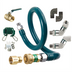 Thumbnail image #1 for Krowne Royal Series 60 Inch Moveable Gas Connection Kit, 3/4 Inch I.D. Stainless Steel Corrugated Hose with Quick Disconnect, Valve, Elbows, and Restraining Cable
