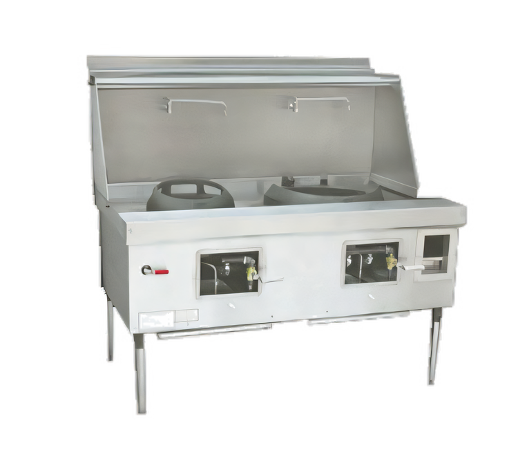 Product image #1 for EcoDeck E-6-SS 6-Chamber Waterless Gas Wok Range with Sink and Water Wash Bar