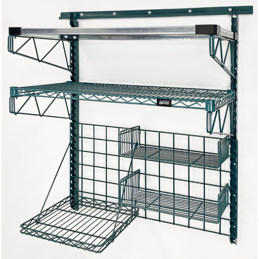 Product image #1 for Quantum Store Grid Medium-Duty Wall-Mounted Shelf Starter Kit with 40-Inch Track and Grid Panel