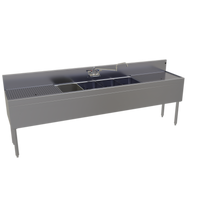 Glastender 96-Inch Four-Compartment Stainless Steel Underbar Sink Unit with Dual 24-Inch Drainboards