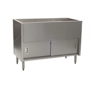 Spec-Master Stationary Ice-Cooled 4-Pan Cold Food Table with Enclosed Base and Sliding Doors, 63-5/8-Inch Wide