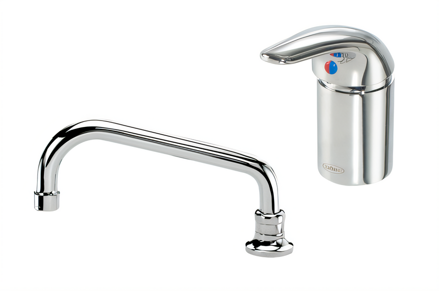 Product image #1 for Krowne Royal Series Single-Lever Deck-Mount Commercial Manual Faucet with 8-Inch Remote Swing Spout, 1.8 GPM