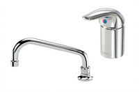 Krowne Royal Series Single-Lever Deck-Mount Commercial Manual Faucet with 8-Inch Remote Swing Spout, 1.8 GPM