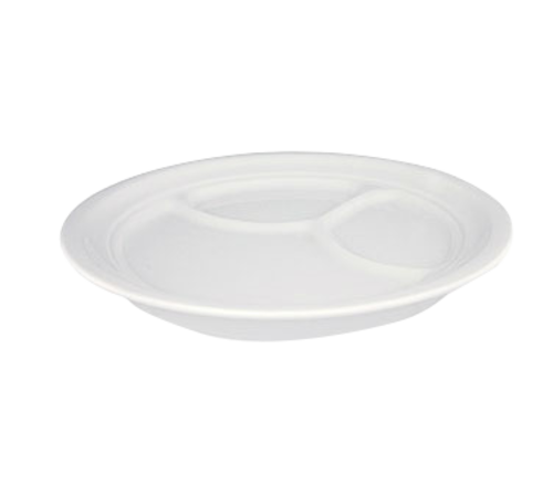 Product image #1 for Crestware Quattro 9-3/4-Inch Round 3-Compartment Fully Vitrified Ceramic Dish, Pearl White