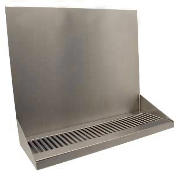 Product image #1 for 16-Inch Wall-Mounted Stainless Steel Drip Tray Trough with Louvered Screen and 1/2-Inch NPT Drain