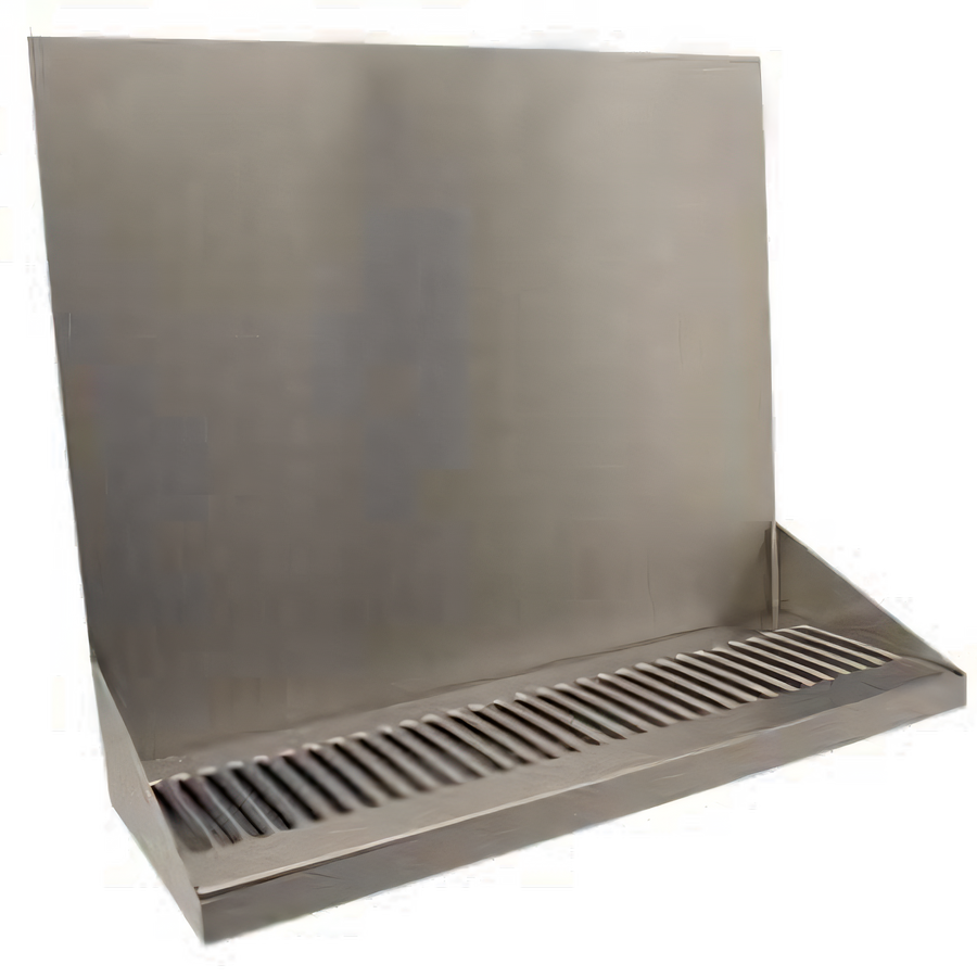 Product image #1 for 16-Inch Wall-Mounted Stainless Steel Drip Tray Trough with Louvered Screen and 1/2-Inch NPT Drain