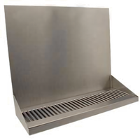16-Inch Wall-Mounted Stainless Steel Drip Tray Trough with Louvered Screen and 1/2-Inch NPT Drain
