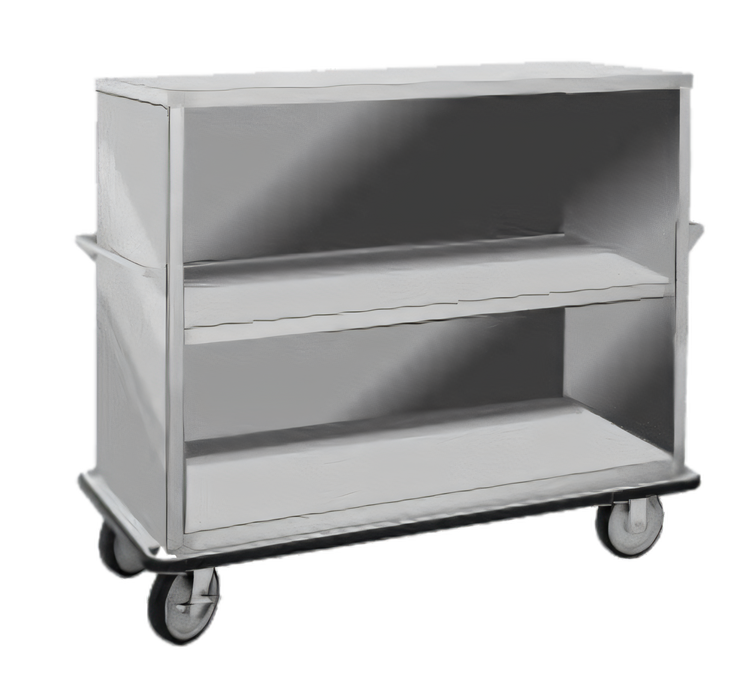 Product image #1 for FWE Super Duty Enclosed Queen Mary Utility Cart, 3 Shelves, 62-Inch Wide, Stainless Steel, 1600 lb. Capacity